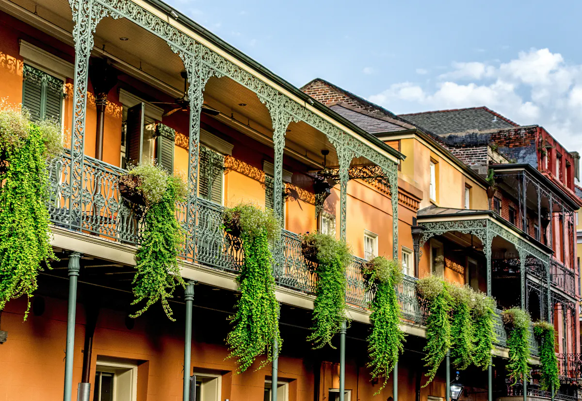 French Quarter building with plants