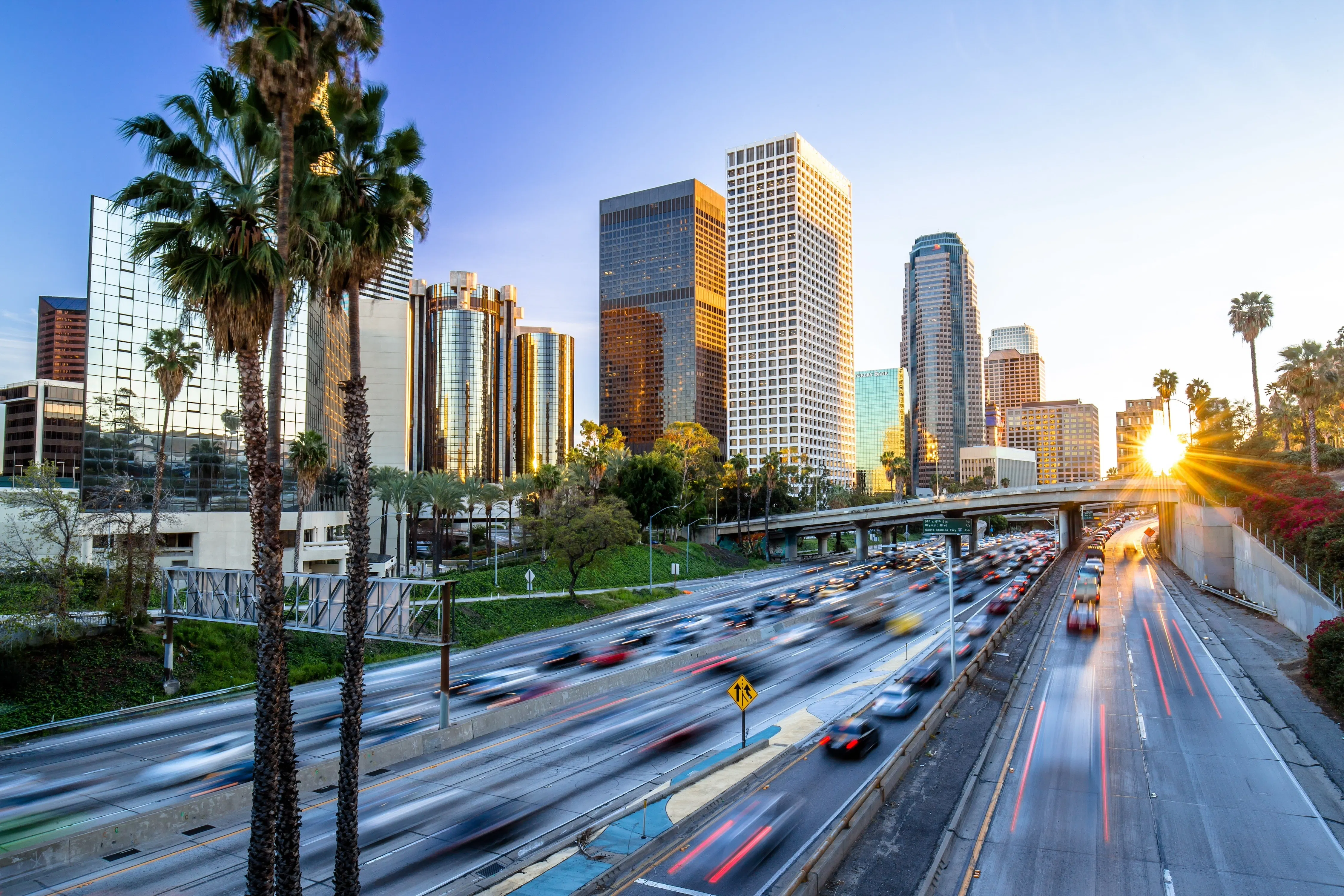 Los Angeles CA highway skyline