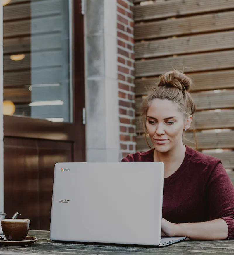 Woman working outside vertical