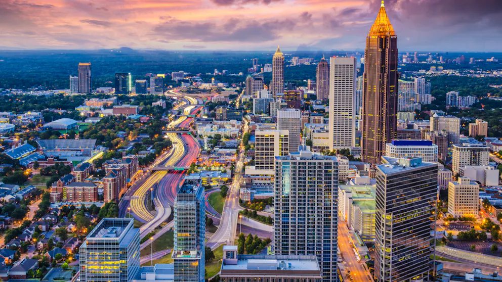 Atlanta skyline at dusk