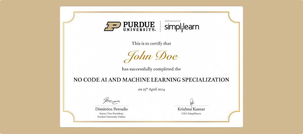 Purdue Online University Delivered By Simplilearn No Code AI Grad Certificate