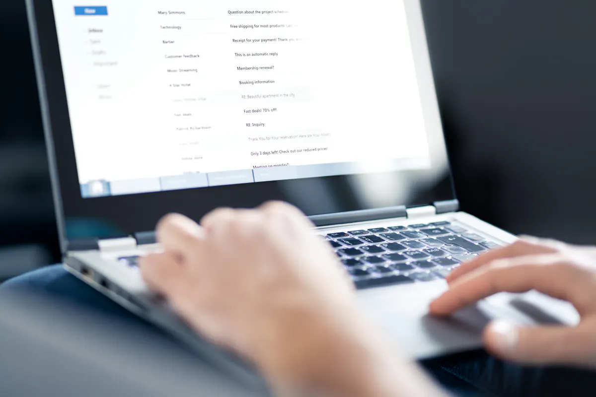 Spam folder email screen