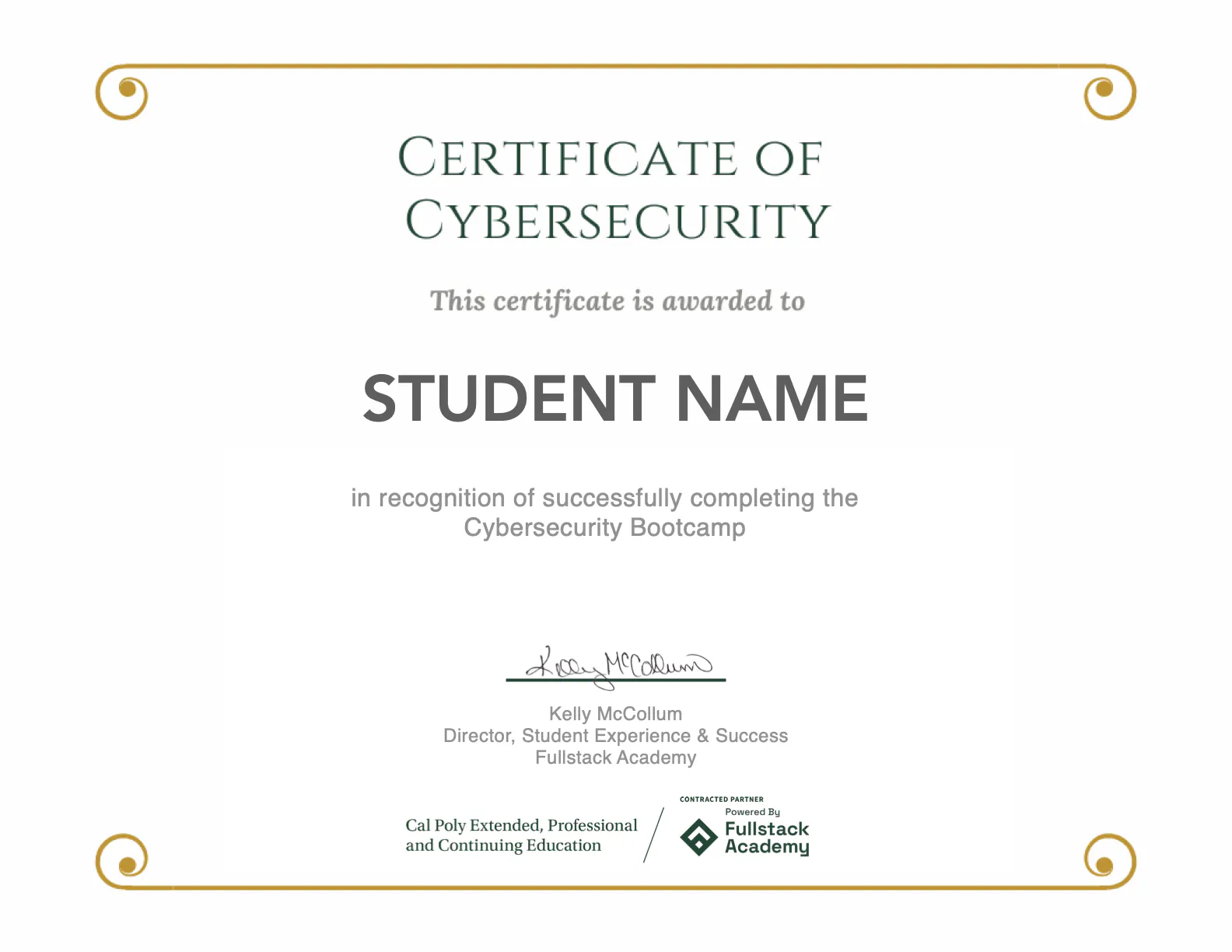 Sample Cal Poly E Pa CE Cybersecurity Certificate