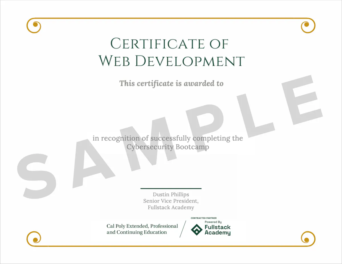 Sample Cal Poly E Pa CE Cybersecurity Certificate