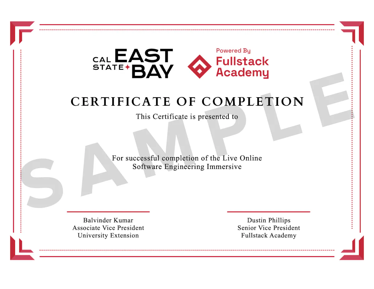 Sample Cal State East Bay Web Dev Certification