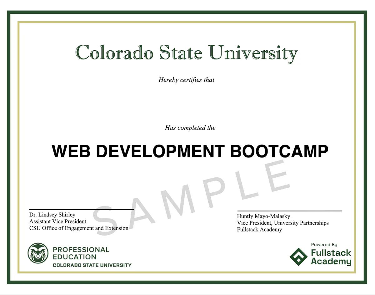 CSU Coding Bootcamp Sample Grad Certificate