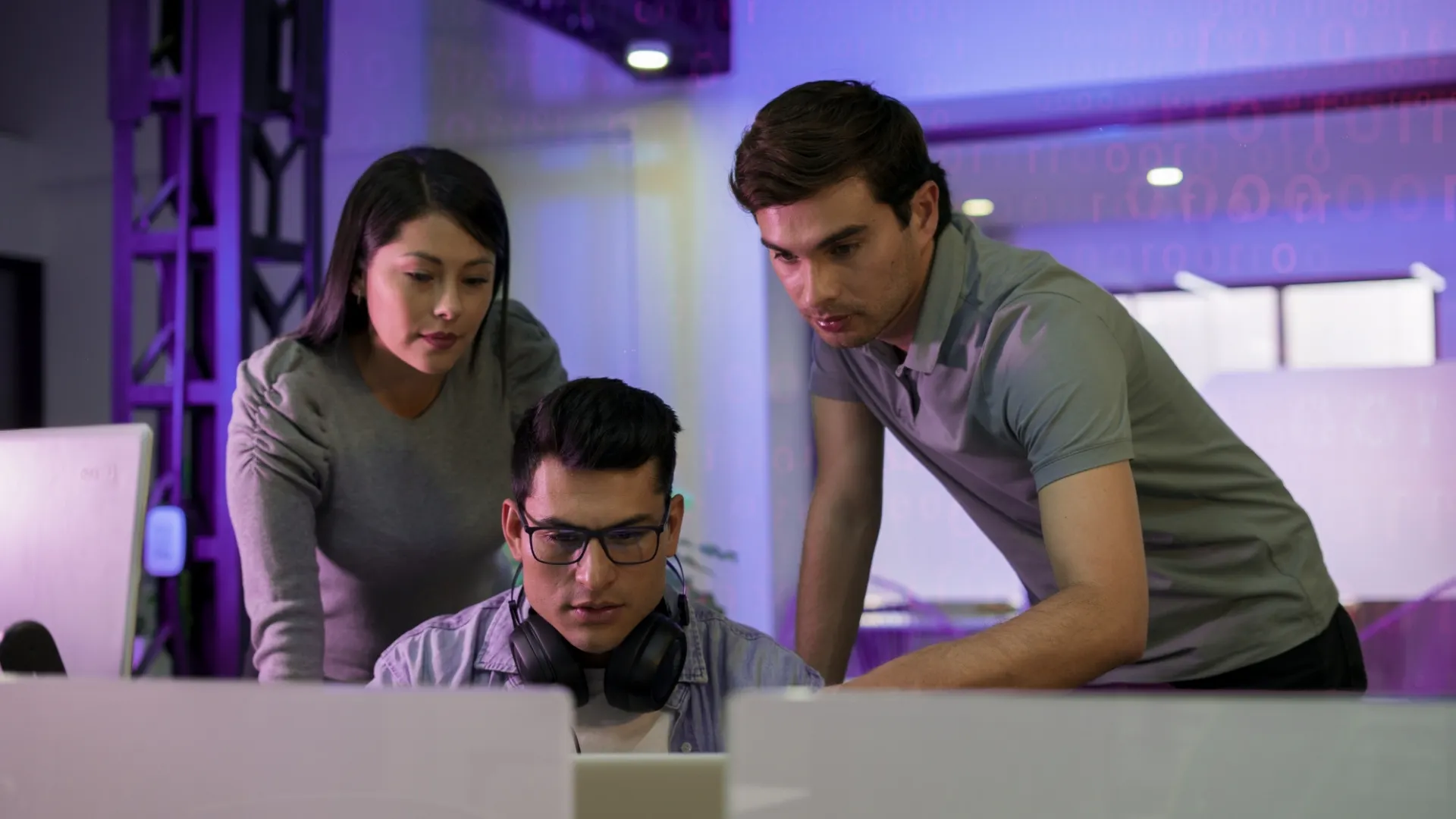 Group looking at an AI tool together