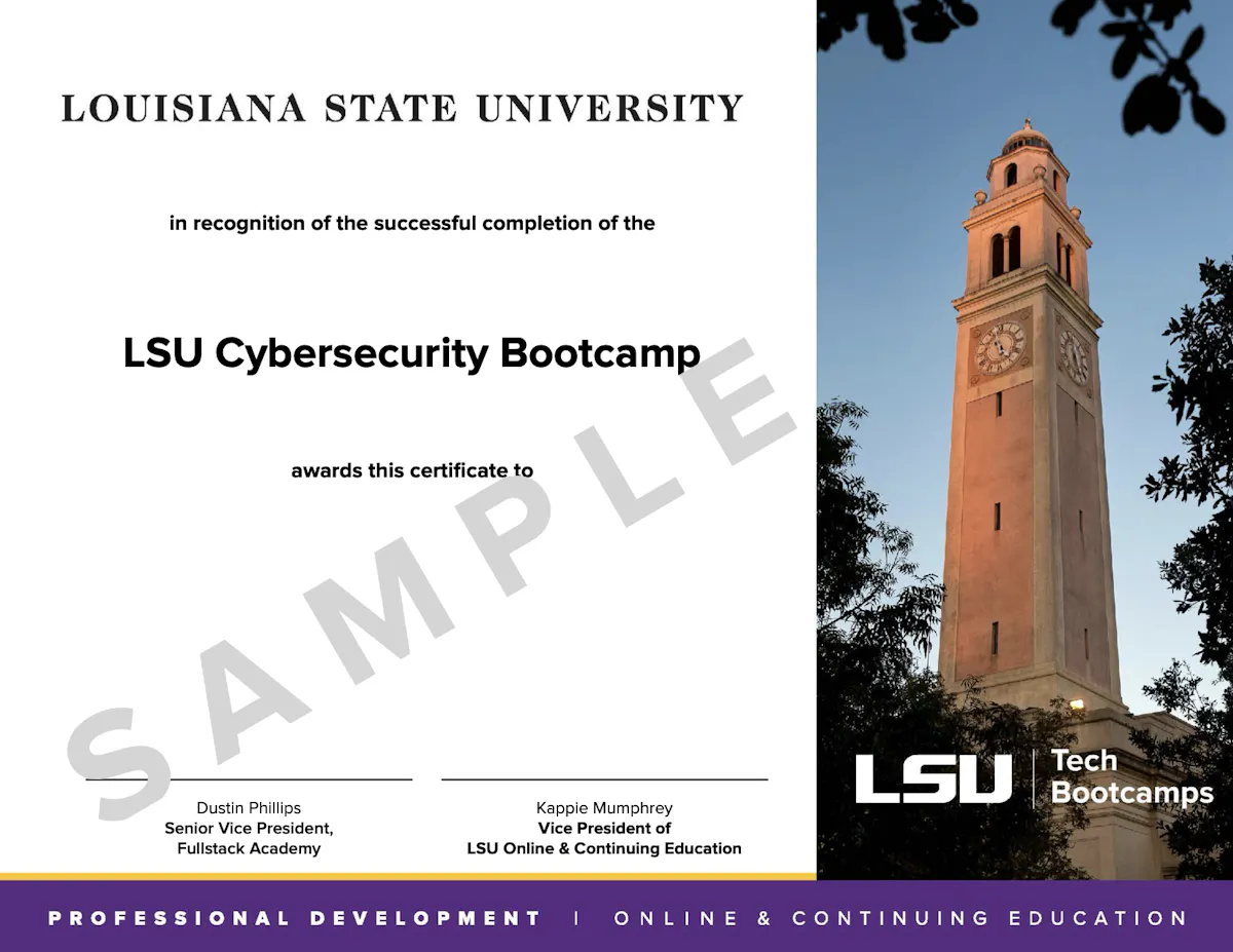 Sample LSU Cyber Certificate