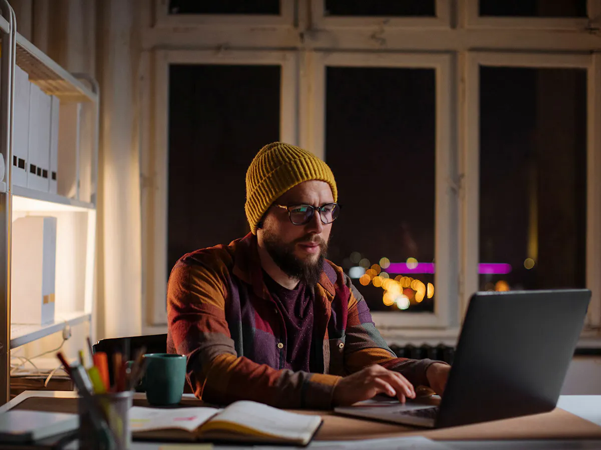 Man working at night