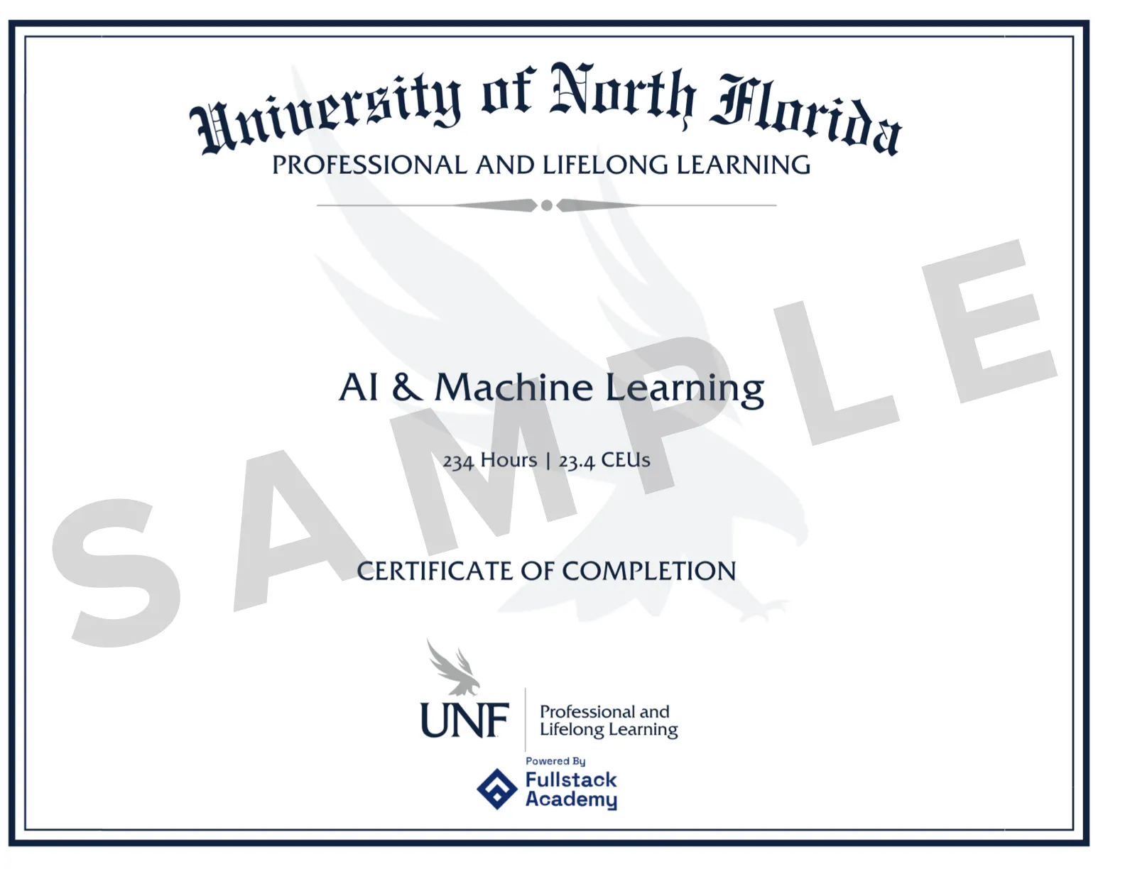 Sample UNF AI Certificate