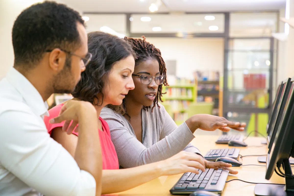 Group working on a computer