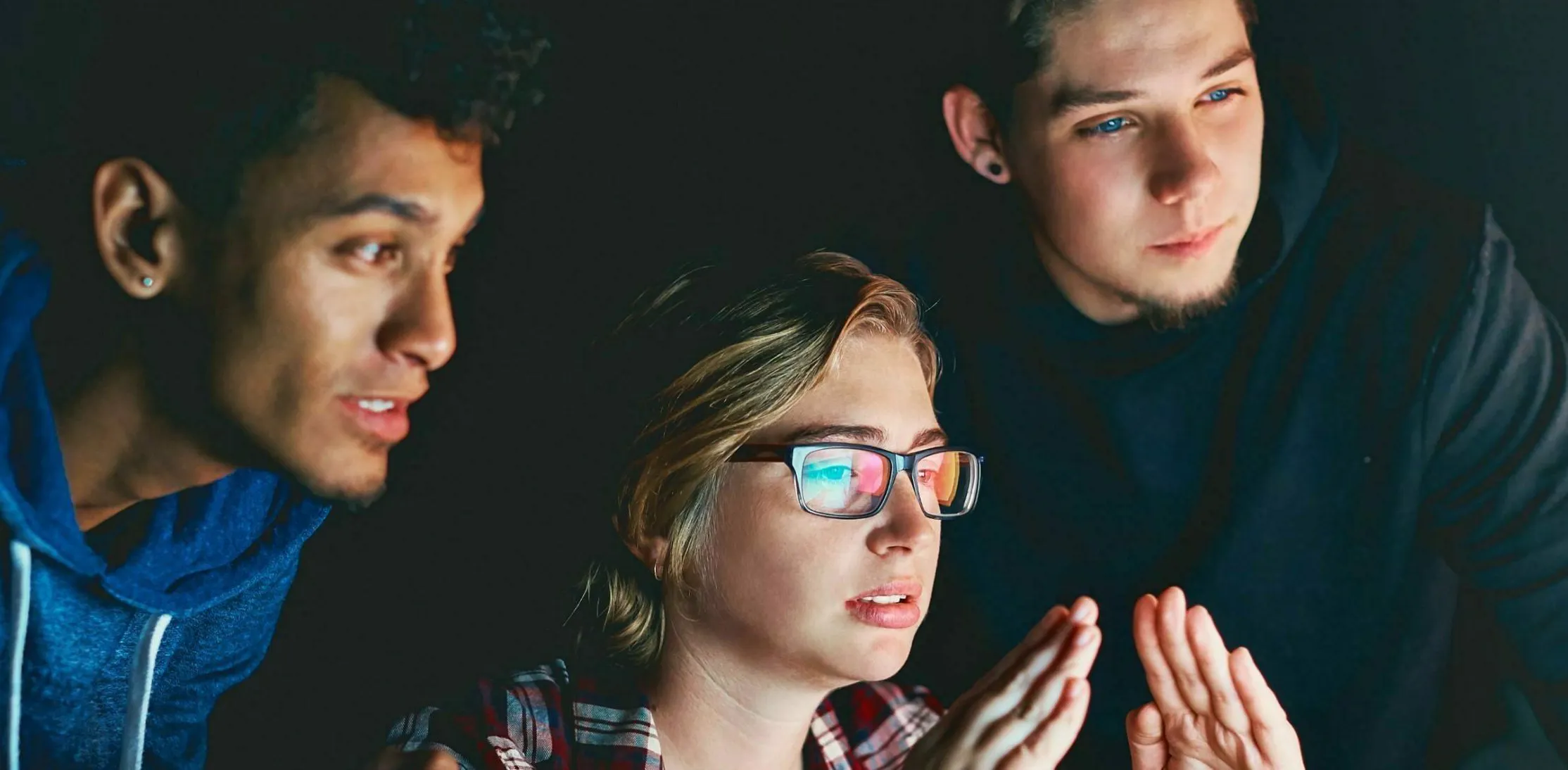 Woman explaining tech concept card